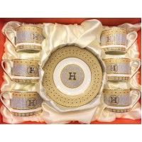 Hermes Mosaique Cup And Saucer India 3 Pc Set Hermes Mosaique Cup And Saucer India 3 Pc Set